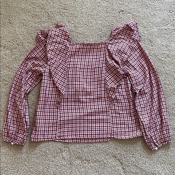 J Crew Ruffle Flannel Top - Picture 6 of 7